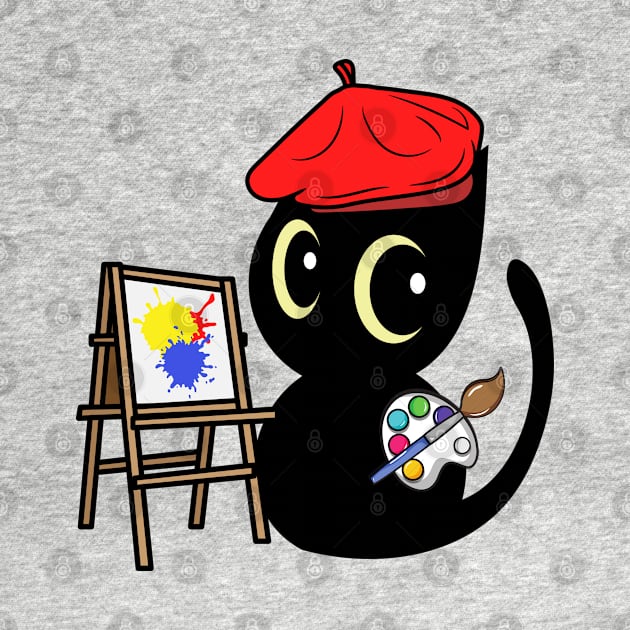 Funny black cat is a painter by Pet Station